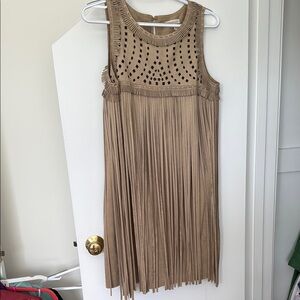Elegant Tan Fringe Dress